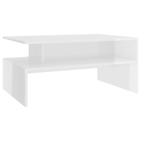 vidaXL Mesa de centro contrachapada blanco brillante 90x60x42,5 cm