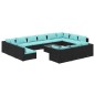 vidaXL Set de muebles de jardín 14 pzas cojines ratán sintético negro