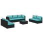 vidaXL Set de muebles de jardín 8 pzas y cojines ratán sintético negro vidaXL Set de muebles de jardín 8 pzas y cojines ratán sintético negro
