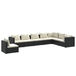 vidaXL Set de muebles de jardín 8 pzas y cojines ratán sintético negro