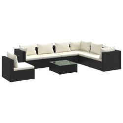 vidaXL Set de muebles de jardín 8 pzas y cojines ratán sintético negro