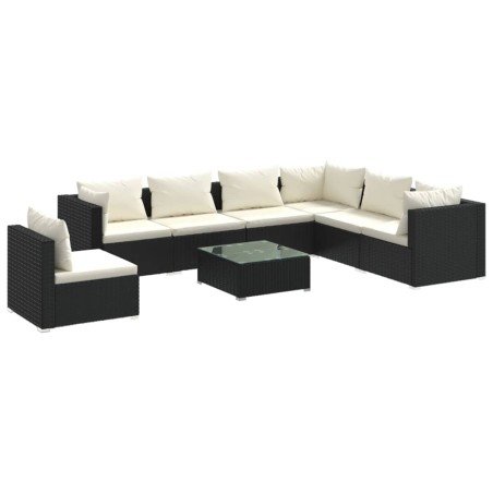 vidaXL Set de muebles de jardín 8 pzas y cojines ratán sintético negro