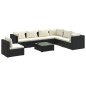vidaXL Set de muebles de jardín 8 pzas y cojines ratán sintético negro vidaXL Set de muebles de jardín 8 pzas y cojines ratán sintético negro