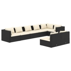 vidaXL Set de muebles de jardín 8 pzas y cojines ratán sintético negro