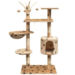 vidaXL Rascador para gatos poste rascador de sisal 125cm huellas beige