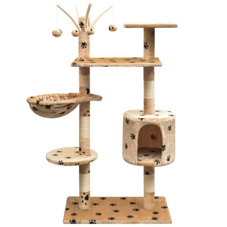 vidaXL Rascador para gatos poste rascador de sisal 125cm huellas beige