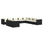 vidaXL Set de muebles de jardín 10 pzas cojines ratán sintético negro vidaXL Set de muebles de jardín 10 pzas cojines ratán sintético negro