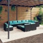 vidaXL Set de muebles de jardín 11 pzs y cojines ratán sintético negro vidaXL Set de muebles de jardín 11 pzs y cojines ratán sintético negro