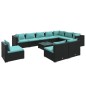 vidaXL Set de muebles de jardín 11 pzs y cojines ratán sintético negro vidaXL Set de muebles de jardín 11 pzs y cojines ratán sintético negro