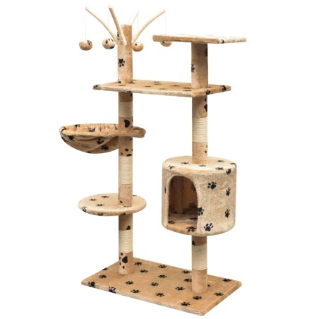 vidaXL Rascador para gatos poste rascador de sisal 125cm huellas beige