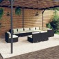 vidaXL Set muebles de jardín 10 pzas y cojines ratán sintético negro vidaXL Set muebles de jardín 10 pzas y cojines ratán sintético negro