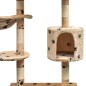 vidaXL Rascador para gatos poste rascador de sisal 125cm huellas beige vidaXL Rascador para gatos poste rascador de sisal 125cm huellas beige