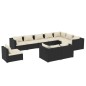 vidaXL Set de muebles de jardín 10 pzs y cojines ratán sintético negro vidaXL Set de muebles de jardín 10 pzs y cojines ratán sintético negro