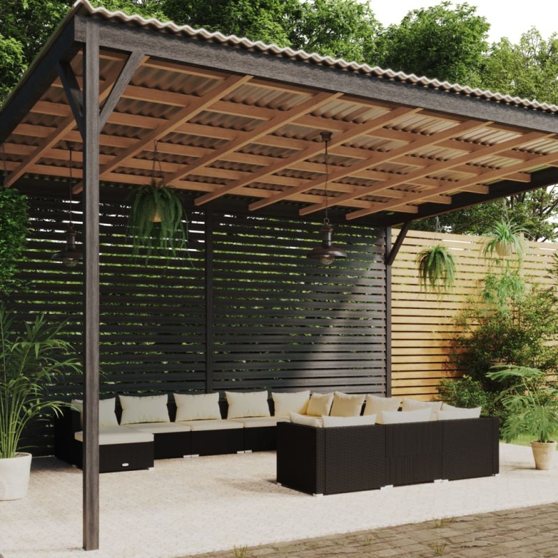 vidaXL Set de muebles de jardín 12 pzas cojines ratán sintético negro vidaXL Set de muebles de jardín 12 pzas cojines ratán sintético negro