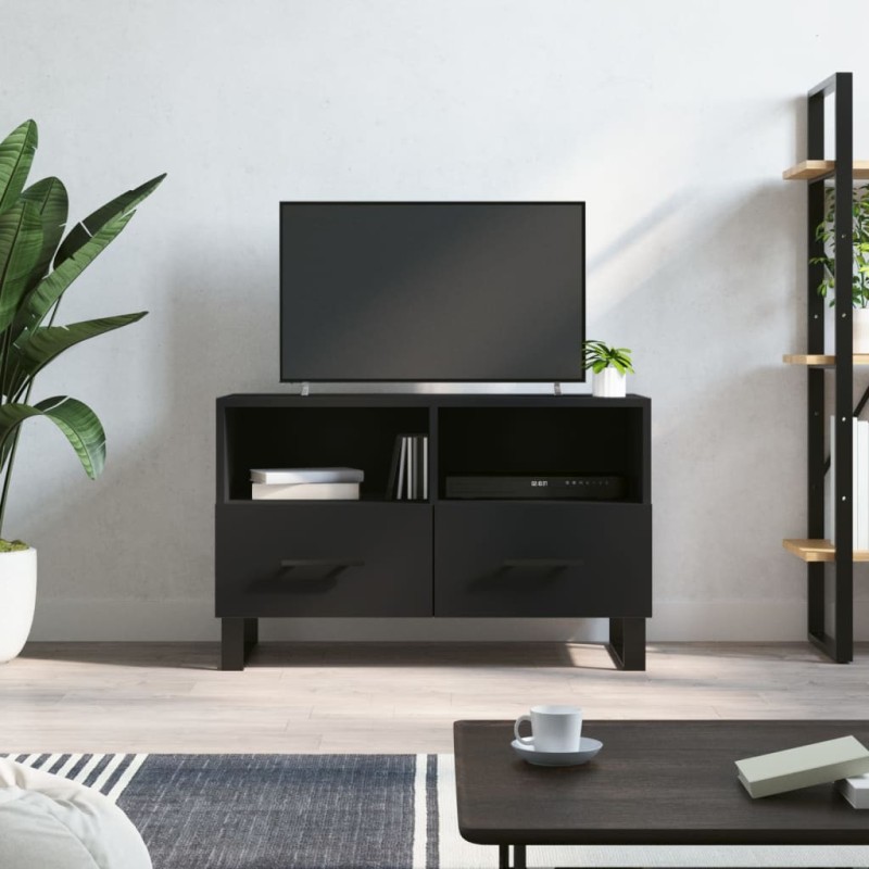 vidaXL Mueble para TV madera contrachapada negro 80x36x50 cm vidaXL Mueble para TV madera contrachapada negro 80x36x50 cm