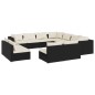vidaXL Set de muebles de jardín 11 pzas cojines ratán sintético negro vidaXL Set de muebles de jardín 11 pzas cojines ratán sintético negro