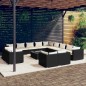 vidaXL Set de muebles de jardín 14 pzas cojines ratán sintético negro vidaXL Set de muebles de jardín 14 pzas cojines ratán sintético negro