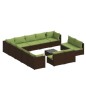 vidaXL Set muebles de jardín 14 pzas y cojines ratán sintético marrón vidaXL Set muebles de jardín 14 pzas y cojines ratán sintético marrón