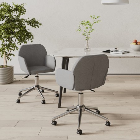 vidaXL Sillas de comedor giratorias 2 unidades tela gris claro