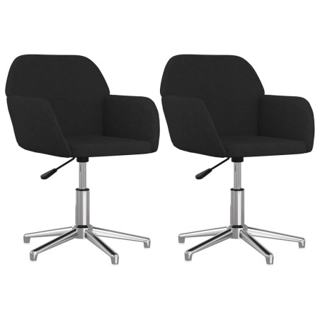 vidaXL Sillas de comedor giratorias 2 unidades tela negro