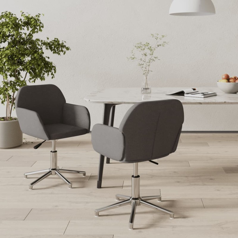 vidaXL Sillas de comedor giratorias 2 unidades tela gris oscuro vidaXL Sillas de comedor giratorias 2 unidades tela gris oscuro
