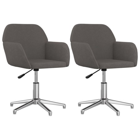 vidaXL Sillas de comedor giratorias 2 unidades tela gris oscuro
