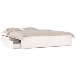 vidaXL Estructura de cama con cajones doble blanco 135x190 cm