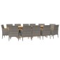 vidaXL Juego de comedor de jardín 13 piezas con cojines gris