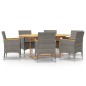 vidaXL Juego de comedor de jardín 7 piezas con cojines gris vidaXL Juego de comedor de jardín 7 piezas con cojines gris