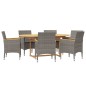 vidaXL Juego de comedor de jardín 7 piezas con cojines gris vidaXL Juego de comedor de jardín 7 piezas con cojines gris