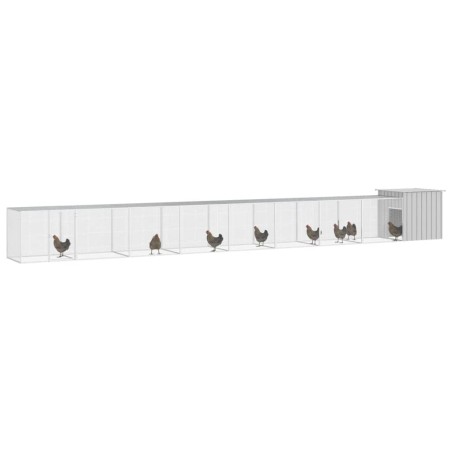 vidaXL Gallinero de acero galvanizado gris 900x91x100 cm