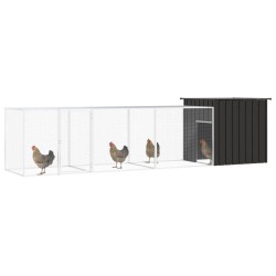 vidaXL Jaula de gallinas acero galvanizado antracita 400x91x100 cm