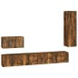 vidaXL Set de muebles de TV 4 pzas madera contrachapada roble ahumado