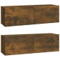vidaXL Set de muebles de TV 4 pzas madera contrachapada roble ahumado