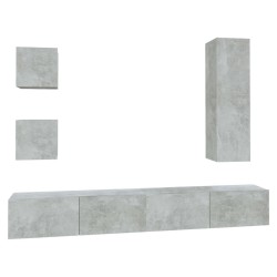 vidaXL Set de muebles de TV 5 pzas madera contrachapada gris hormigón