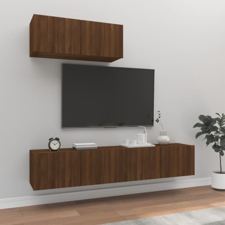 vidaXL Set de muebles para TV 3 pzas madera contrachapada roble marrón