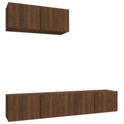 vidaXL Set de muebles para TV 3 pzas madera contrachapada roble marrón
