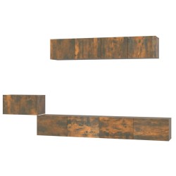 vidaXL Set de muebles de TV 5 pzas madera contrachapada roble ahumado