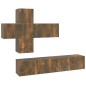 vidaXL Juego de mueble TV 7 piezas madera contrachapada roble ahumado
