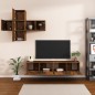 vidaXL Juego de mueble TV 7 piezas madera contrachapada roble ahumado