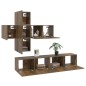 vidaXL Juego de mueble TV 7 piezas madera contrachapada roble ahumado