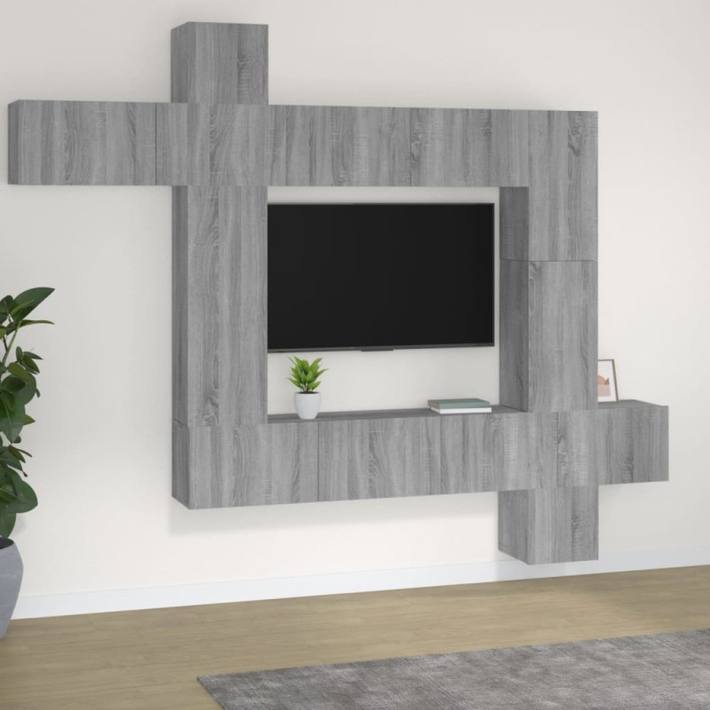 vidaXL Set de muebles para TV 9 pzas madera contrachapada gris Sonoma vidaXL Set de muebles para TV 9 pzas madera contrachapada gris Sonoma