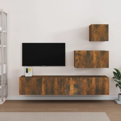 vidaXL Set de muebles de TV 4 pzas madera contrachapada roble ahumado