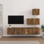 vidaXL Set de muebles de TV 4 pzas madera contrachapada roble ahumado