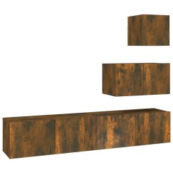 vidaXL Set de muebles de TV 4 pzas madera contrachapada roble ahumado