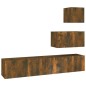 vidaXL Set de muebles de TV 4 pzas madera contrachapada roble ahumado