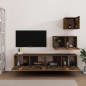 vidaXL Set de muebles de TV 4 pzas madera contrachapada roble ahumado