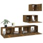 vidaXL Set de muebles de TV 4 pzas madera contrachapada roble ahumado