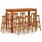 vidaXL Juego muebles de bar para jardín 9 pzas madera maciza de acacia vidaXL Juego muebles de bar para jardín 9 pzas madera maciza de acacia