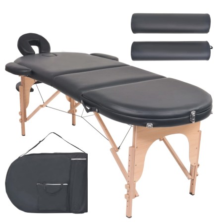 vidaXL Camilla de masaje plegable 4 cm de grosor 2 cojines negro